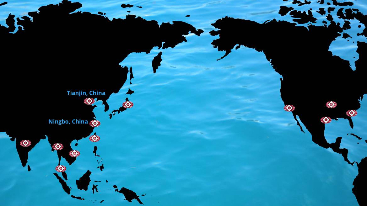 Tengco Map of Factory and Distribution Centers